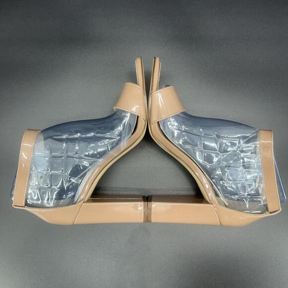 Nine West Abrah Womens 8.5 Tan Nude Patent Leather Ankle Strap Open Toe Sandals - Picture 4 of 9